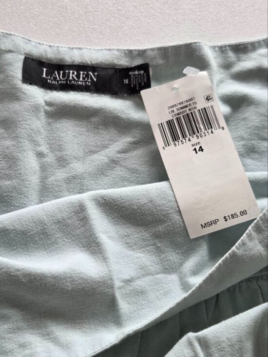 $185 Lauren Ralph Lauren Chambray Tiered Midi Skirt Size 14 - Picture 10 of 10